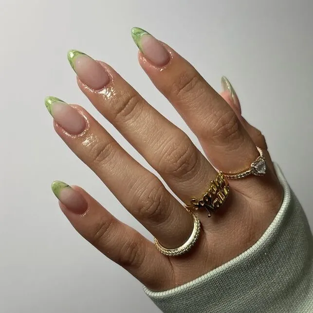 Green Marble French Tips