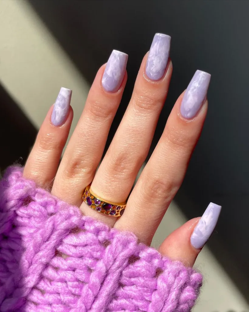 Lavender Marble Nails