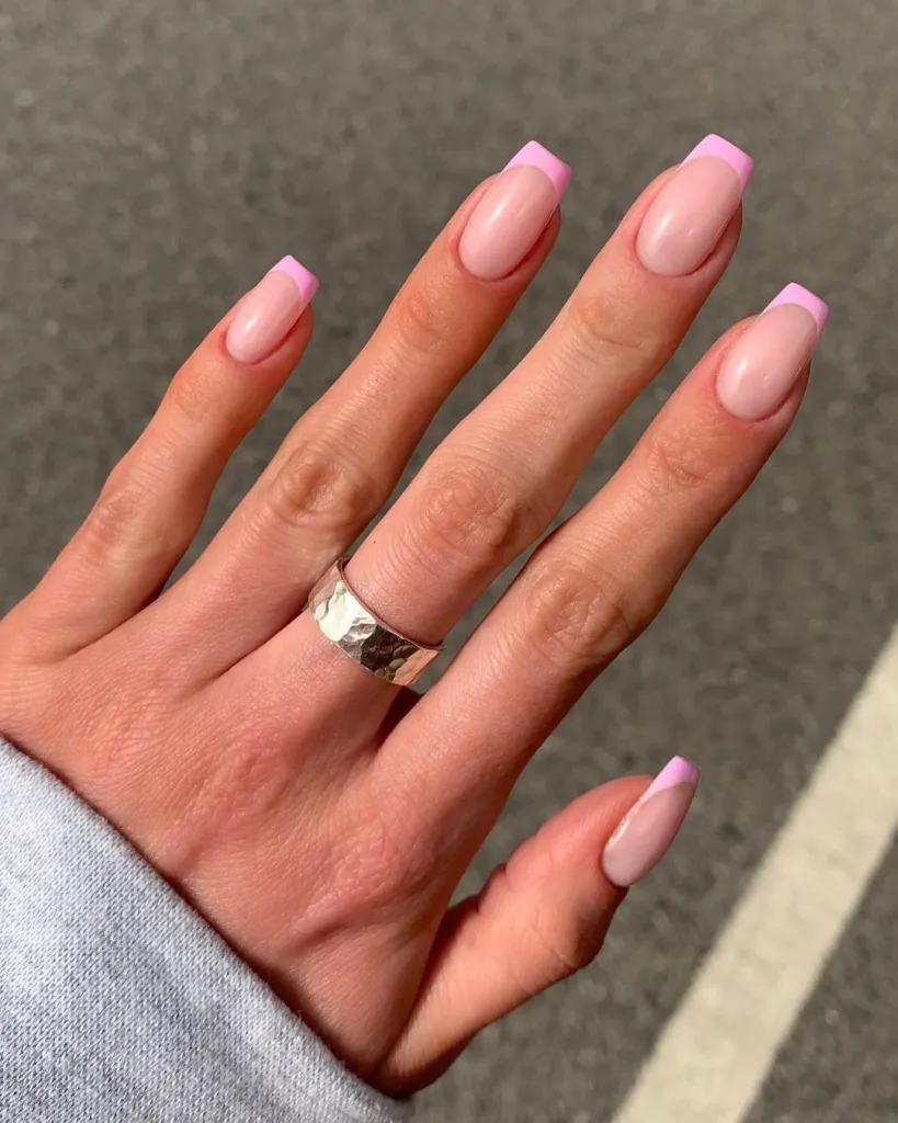 Light Pink Coffin French Tips