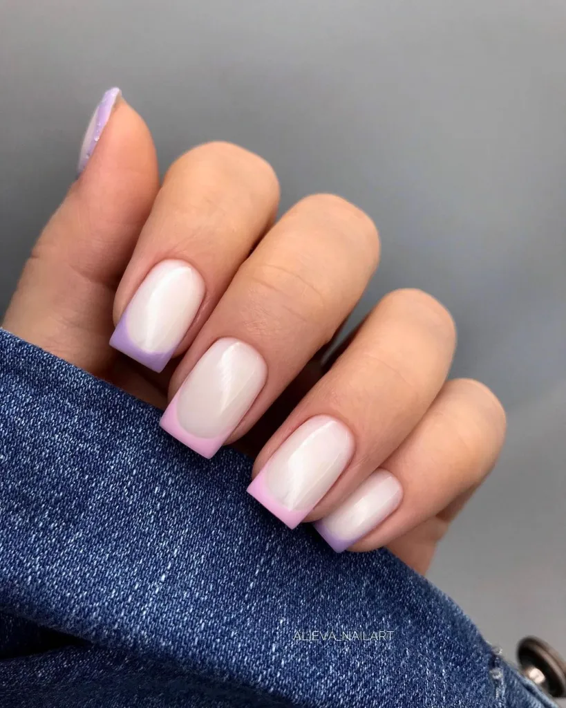 Milky White Nails with Pastel Pink