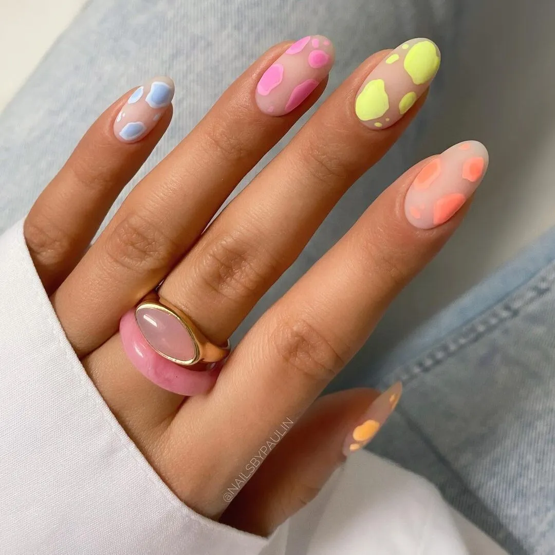 Pastel Cow Print Nails