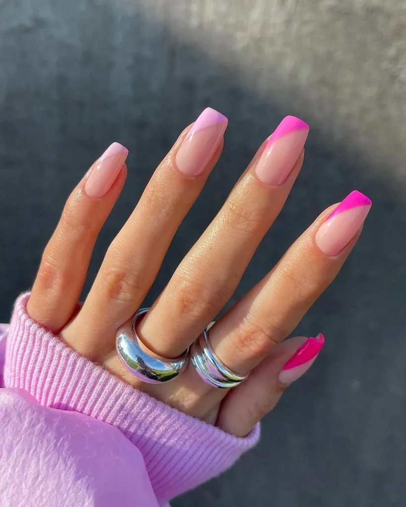 Pink Gradient Side French Tips