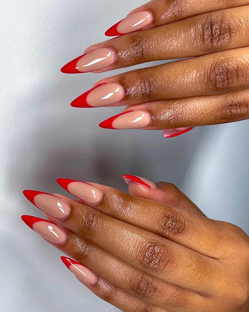 Red French Tip Nails