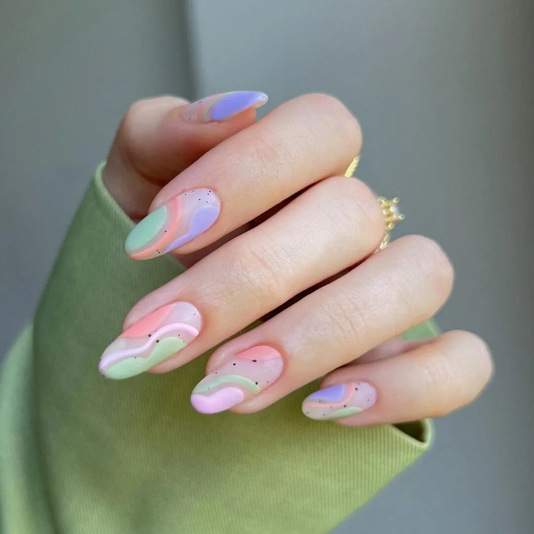 Speckled Swirly Pastel Nails