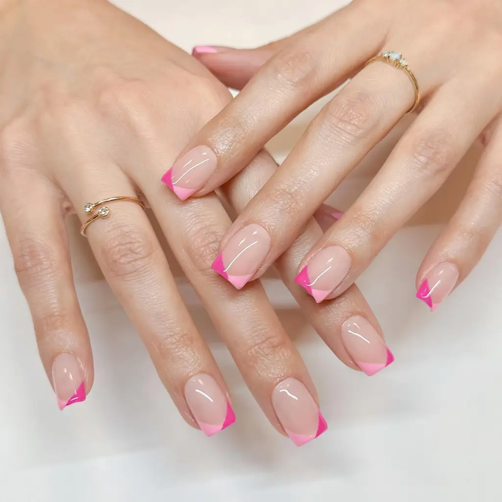 Two Tone Pink French Tip Nails