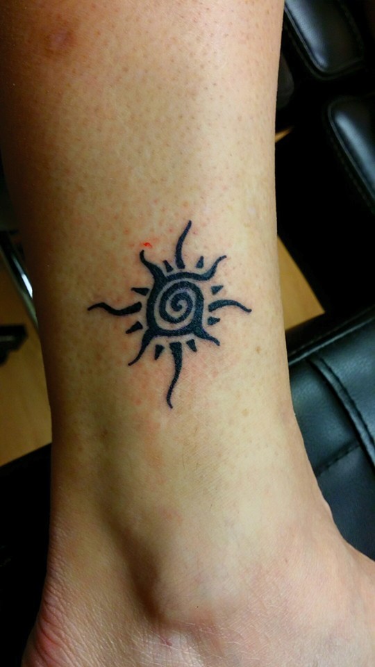 Above the Ankle Sun Tattoo