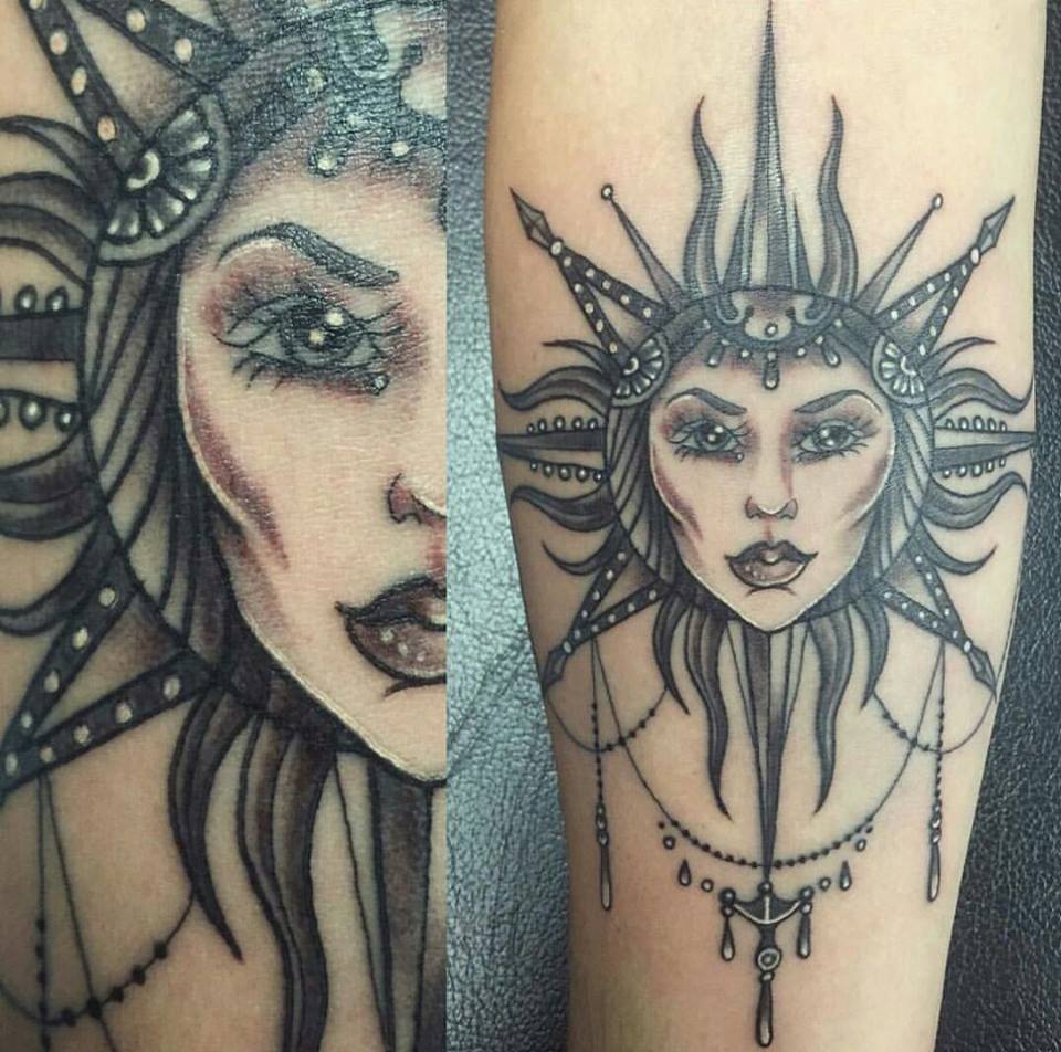 Adorably Unique Sun Goddess Tattoo