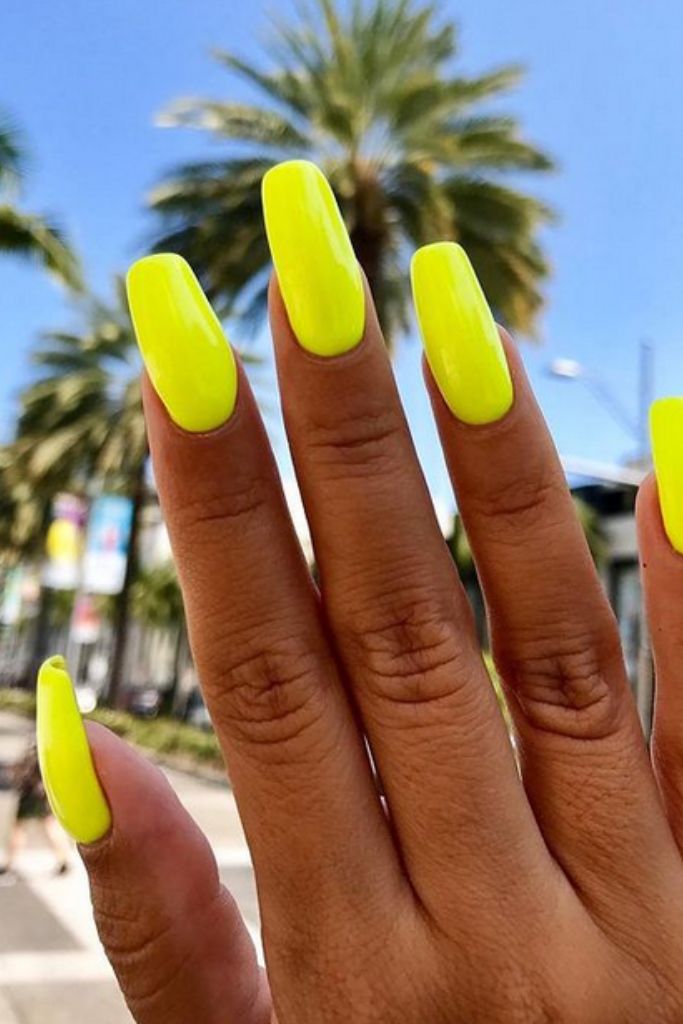 Bright Yellow Summer Holiday Nails