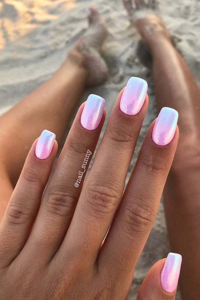 Cute French Ombré Chrome Nails