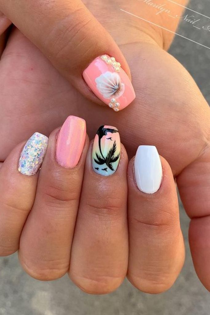 Cute Tropical Island Nails