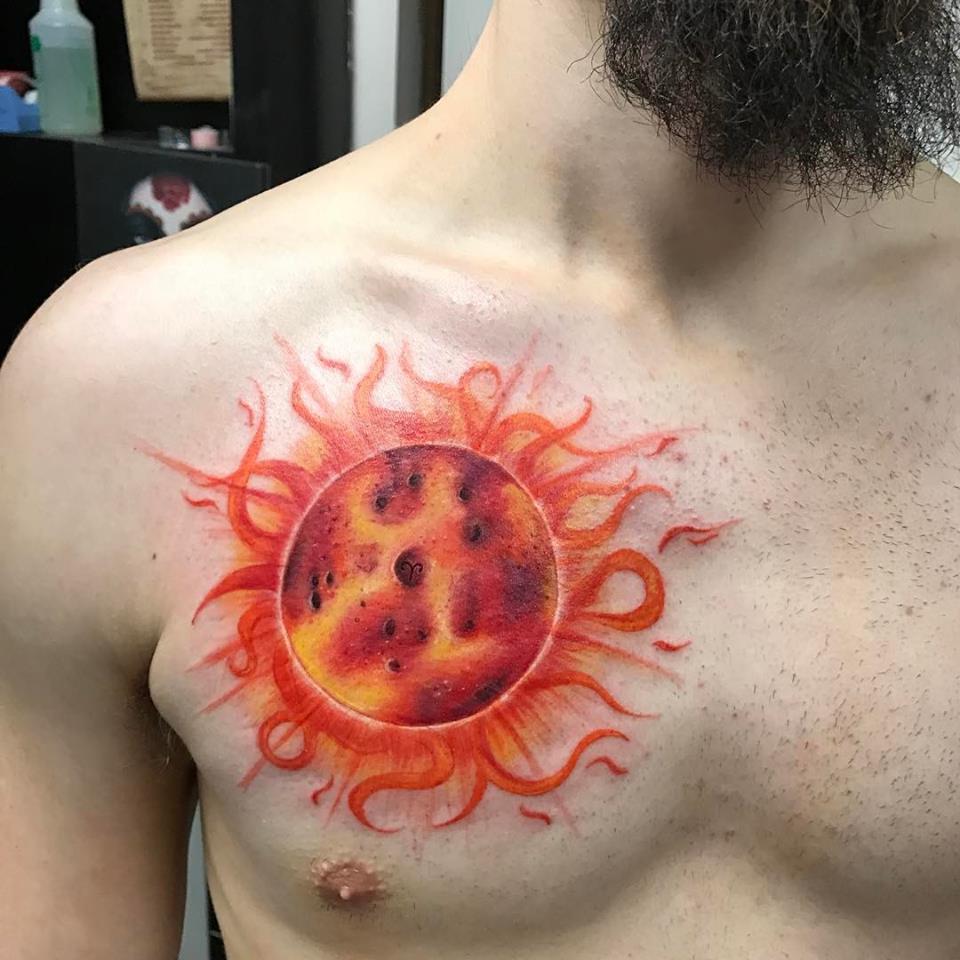 Distinctive Moon Pedro Chest Tattoo