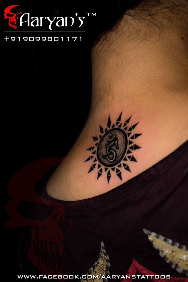 Sharp Edgy Custom-made Sun Nape Tattoo