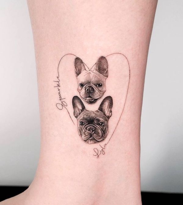 A pair of French bulldogs tattoo