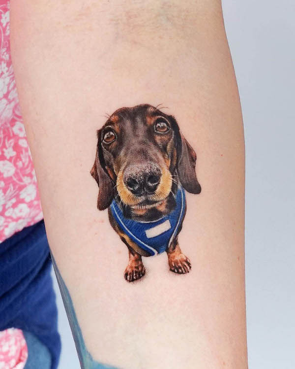 Cute Dachshund dog tattoo