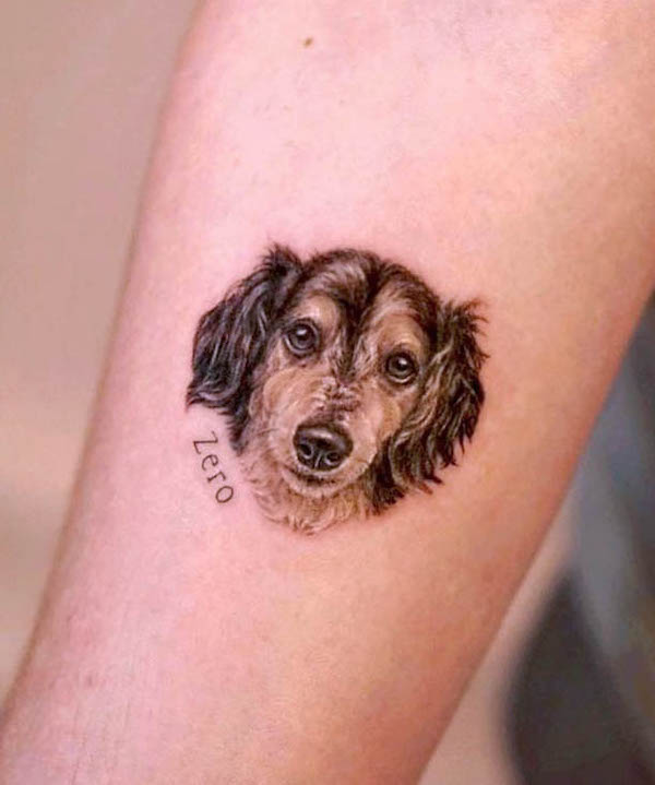 Realistic dog tattoo with name