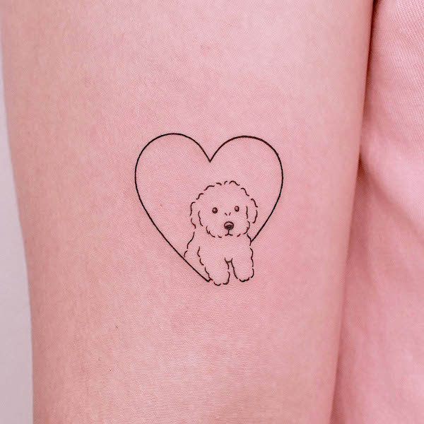 Simple heart and dog tattoo