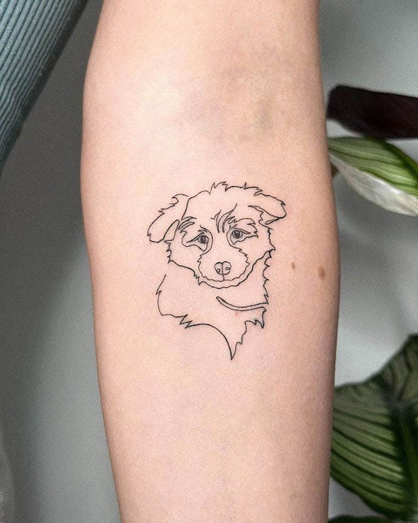 Single-line dog tattoo