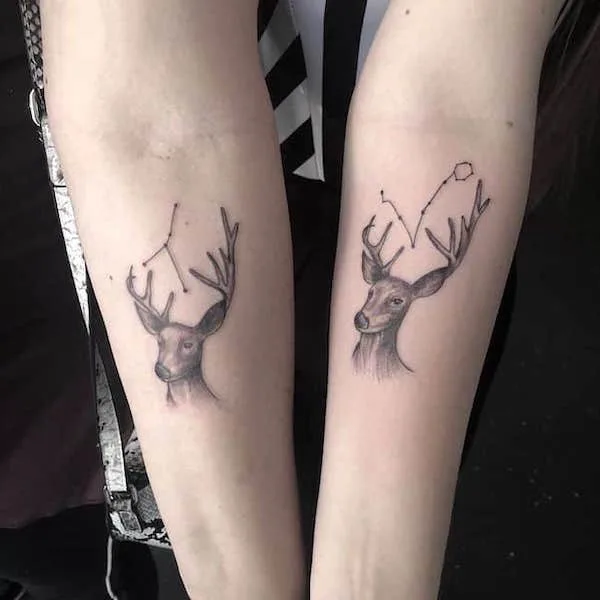 Astrology matching tattoos on the arm