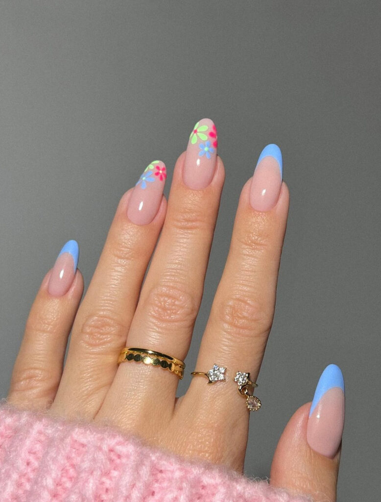 Bright pastel blue tips