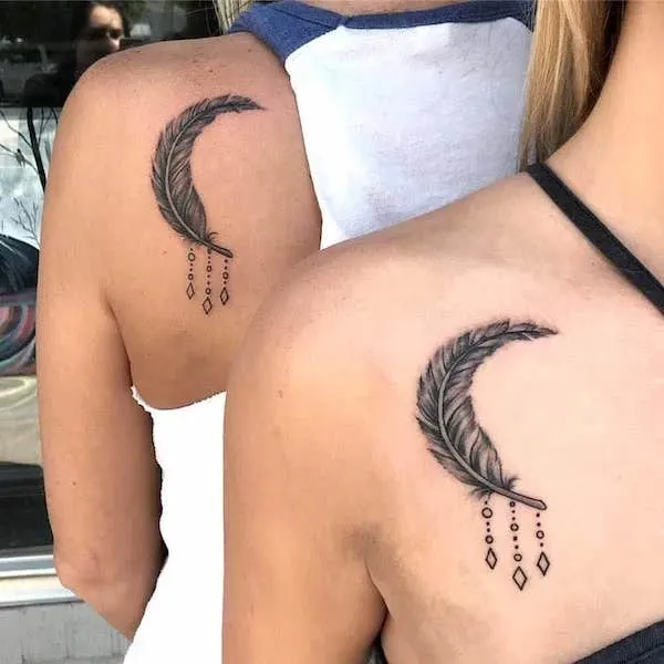 Feather tattoos on the shoulder blade