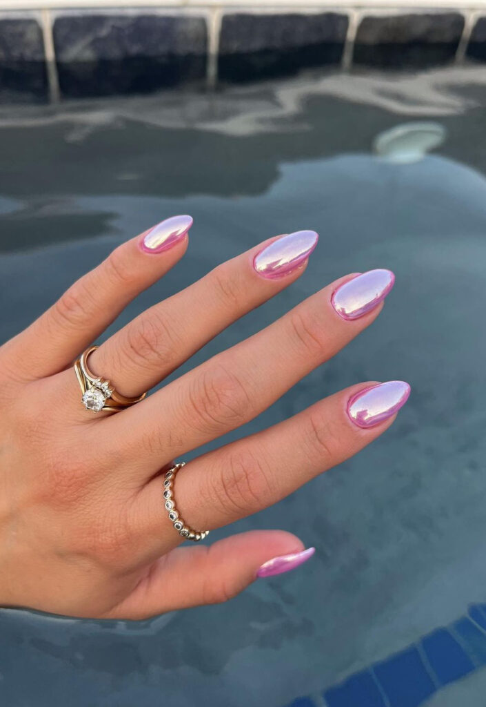 Lavender chrome nails