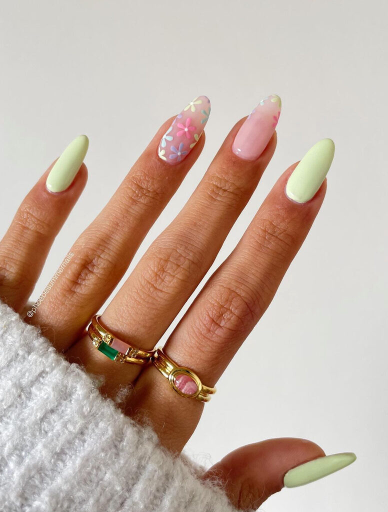 Light green nails