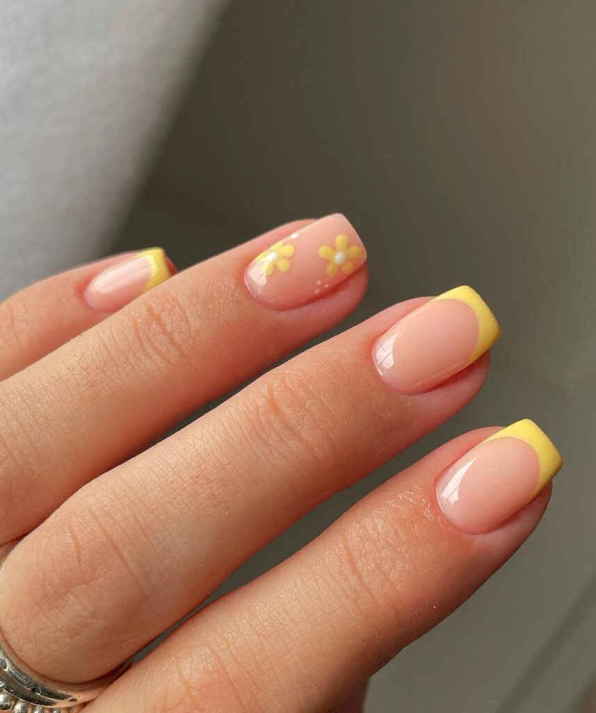 Minimalist yellow square nails