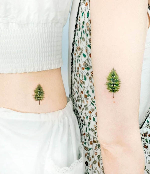 Mother-daughter tree tattoos