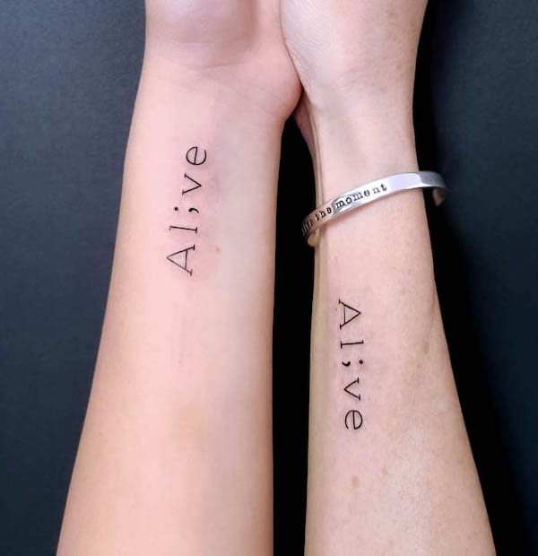 One-word semicolon tattoos