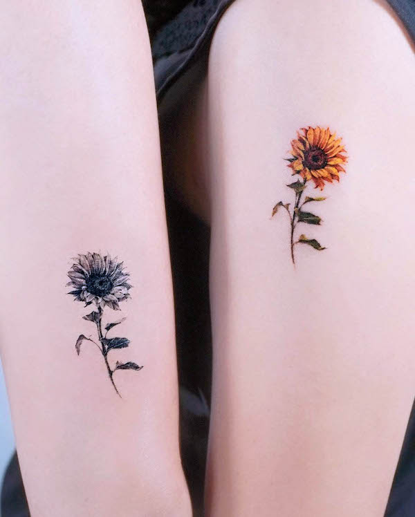 Sunflower arm tattoos