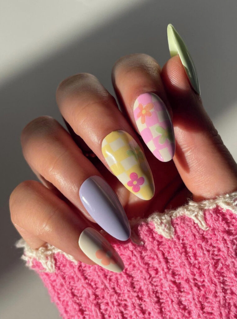 Y2K inspired pastel nails