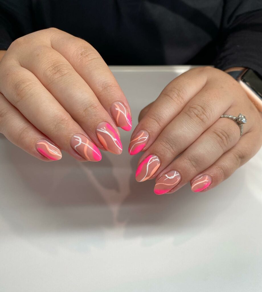 Neon Peach and Pink Nail Inspiration