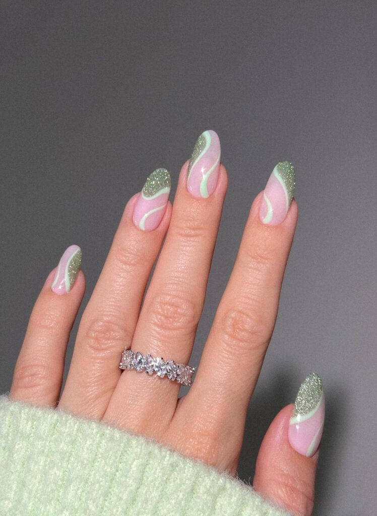 pastel green wave designs