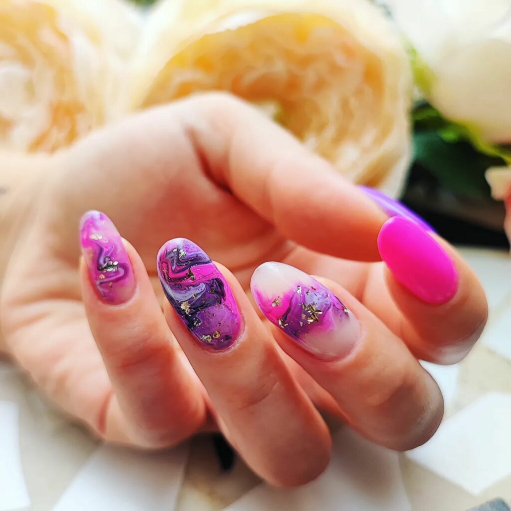 Glossy Pink Marble Nail Inspiration