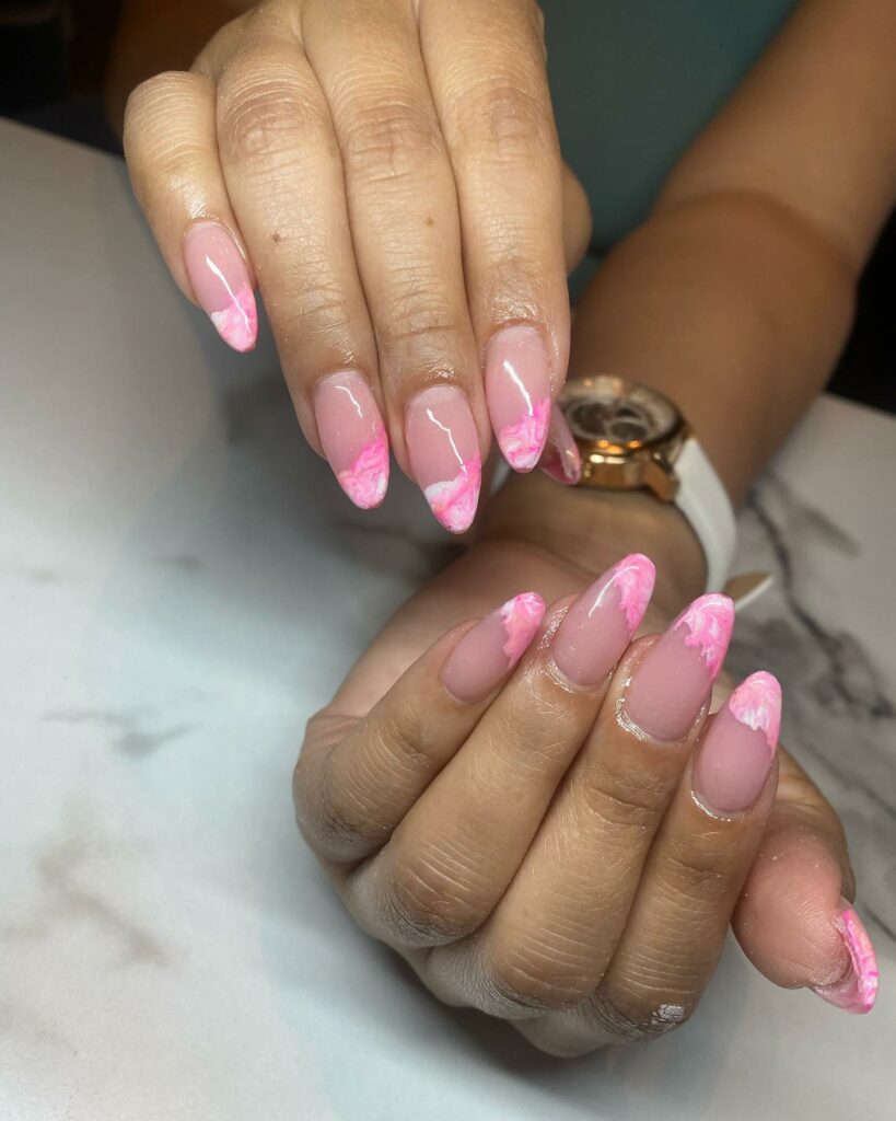 Soft and Elegant Pink Marble Nail Design