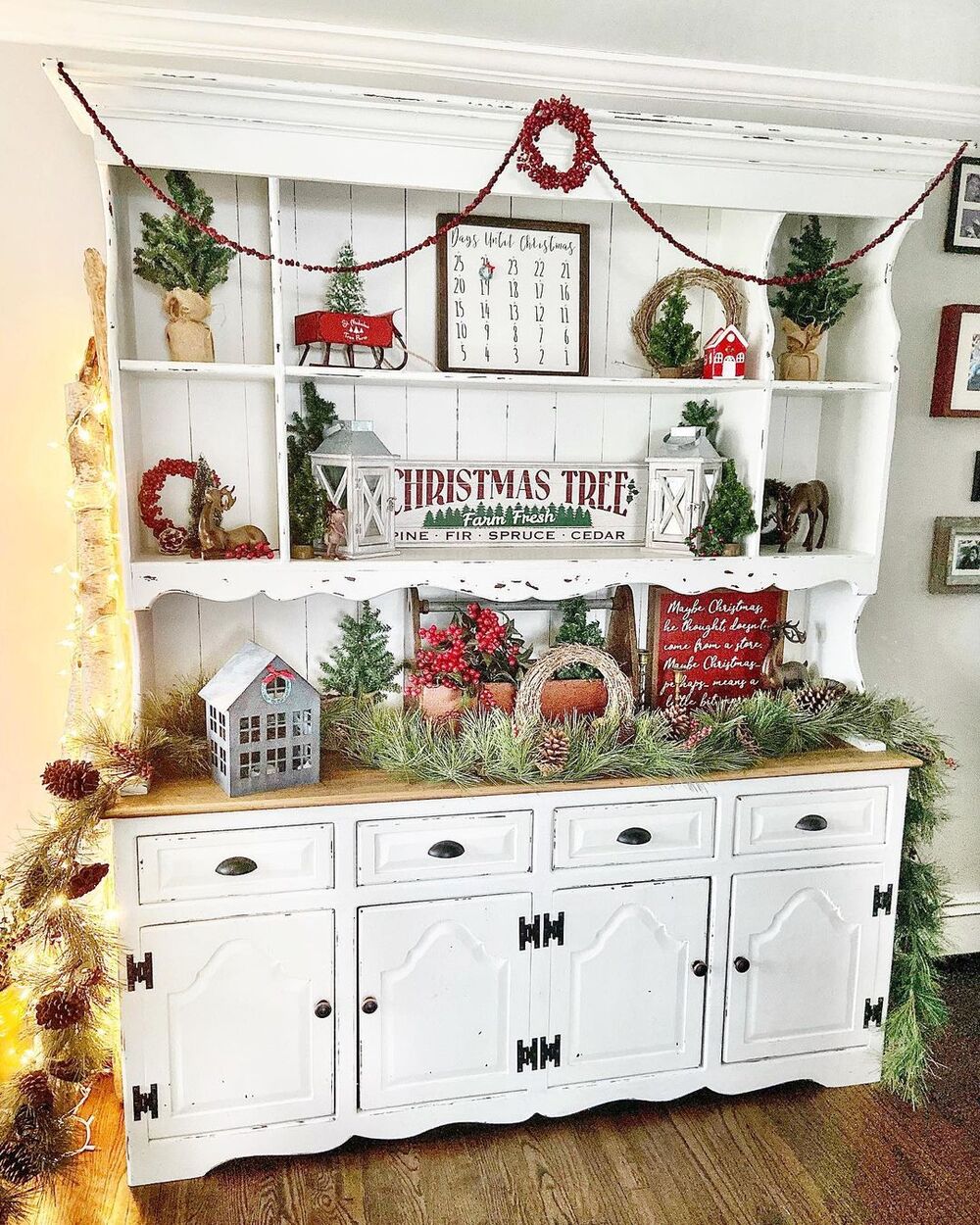 Bring Vintage Charm with Holiday Cabinet Decor