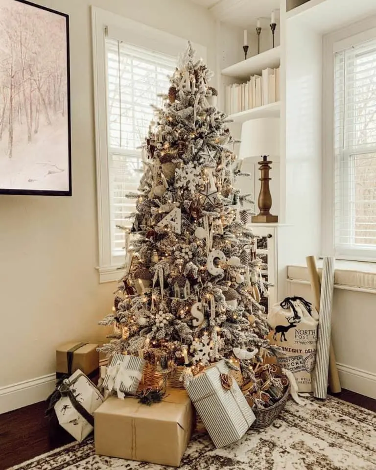 Christmas Tree with White Letter Ornaments