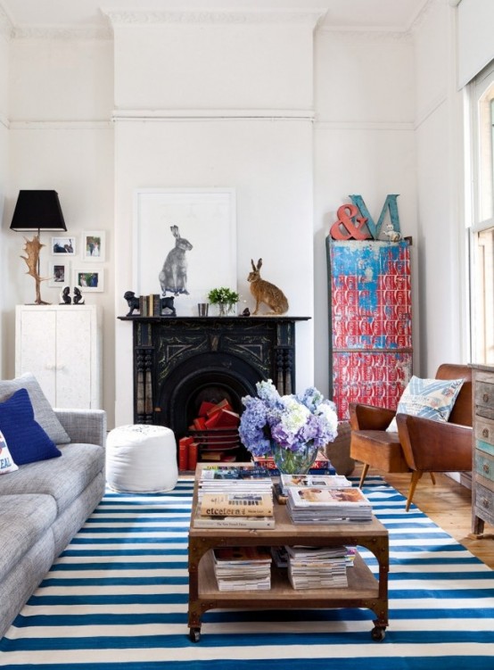 Eclectic Living Room with a Fun Mix of Antique and Modern Decor