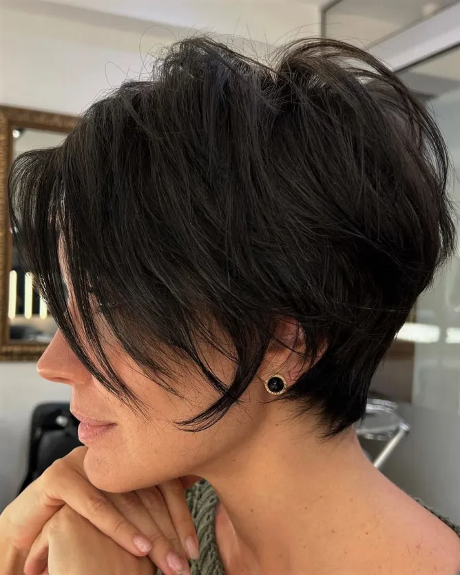 Long Pixie Cut with Face-Framing Bangs