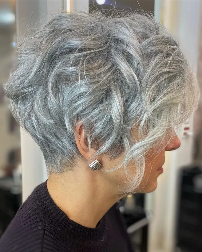 Sophisticated Silver Pixie with Waves