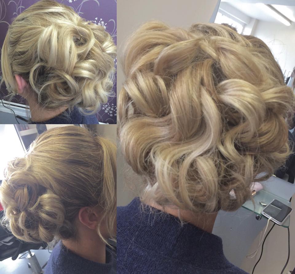 Big curly bun Updo for prom