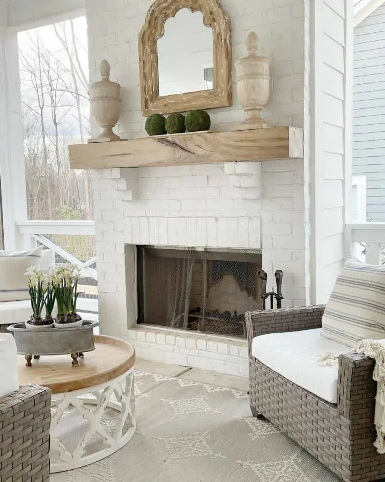 Chic Sunroom Fireplace Surround