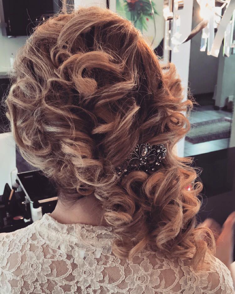 Curly hair updo prom hairstyle ideas