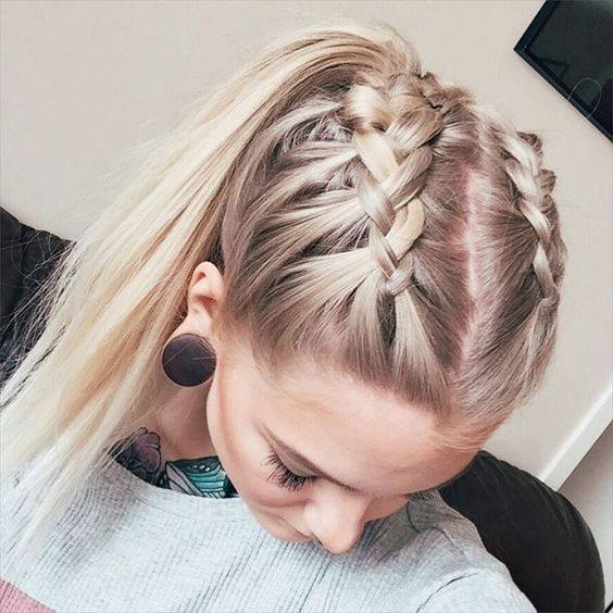 Double french braid ponytail