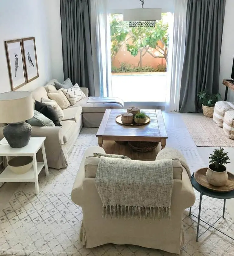 Farmhouse Living Area With a Neutral Color Palette