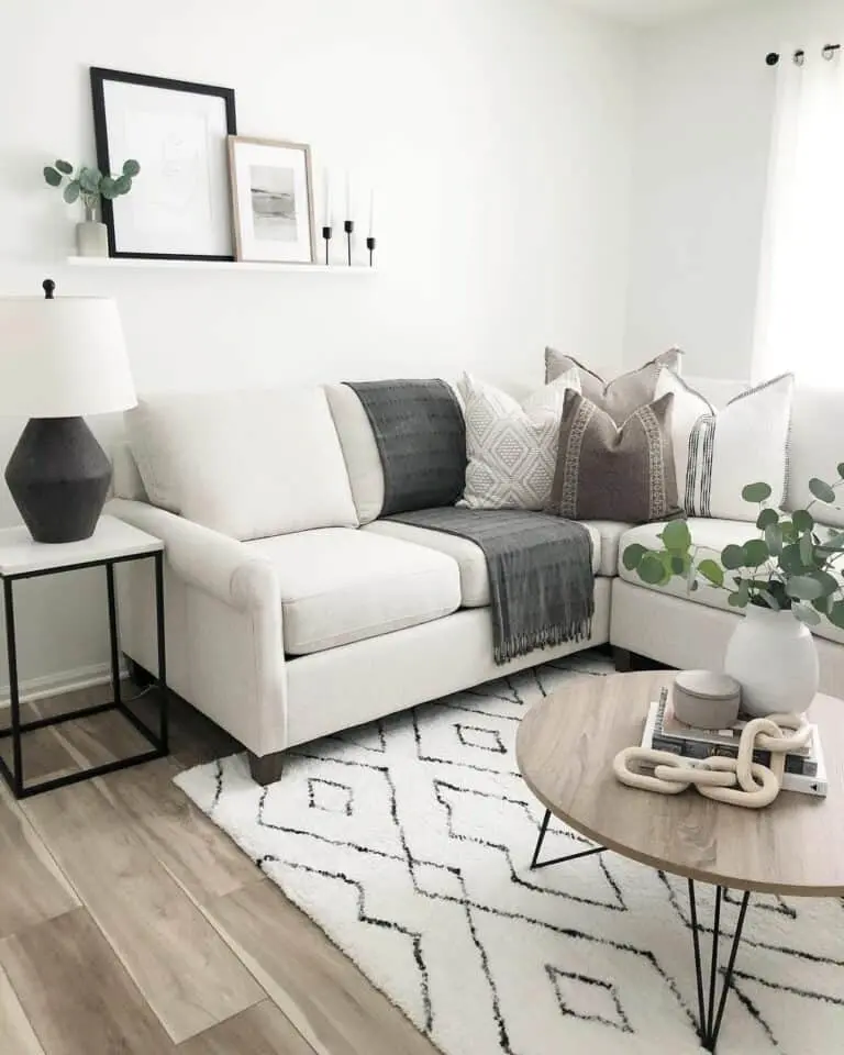 White, Gray, and Black Modern Farmhouse Living Room