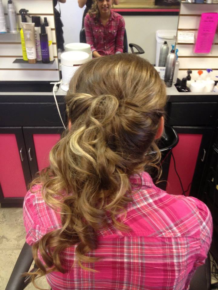 back look messy Curly side-swept updo for prom