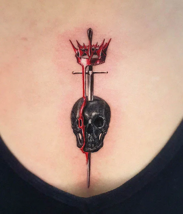 Sword and skull tattoo