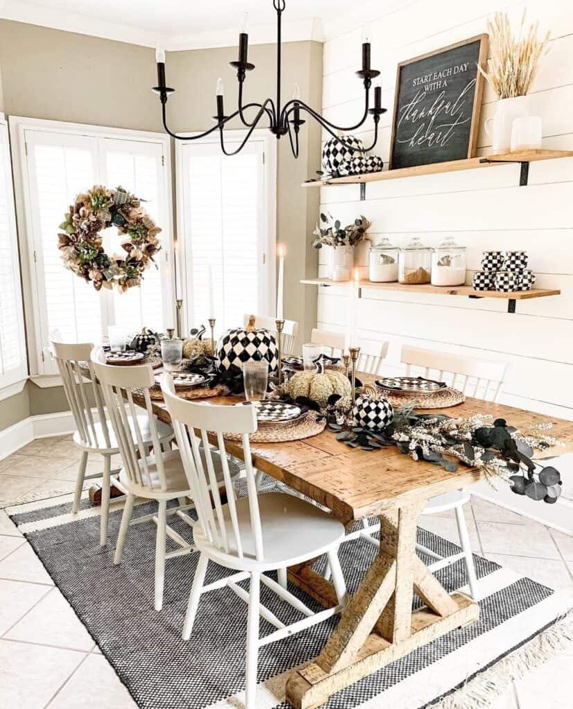 Neutral Table With Diamond-checked Accessories