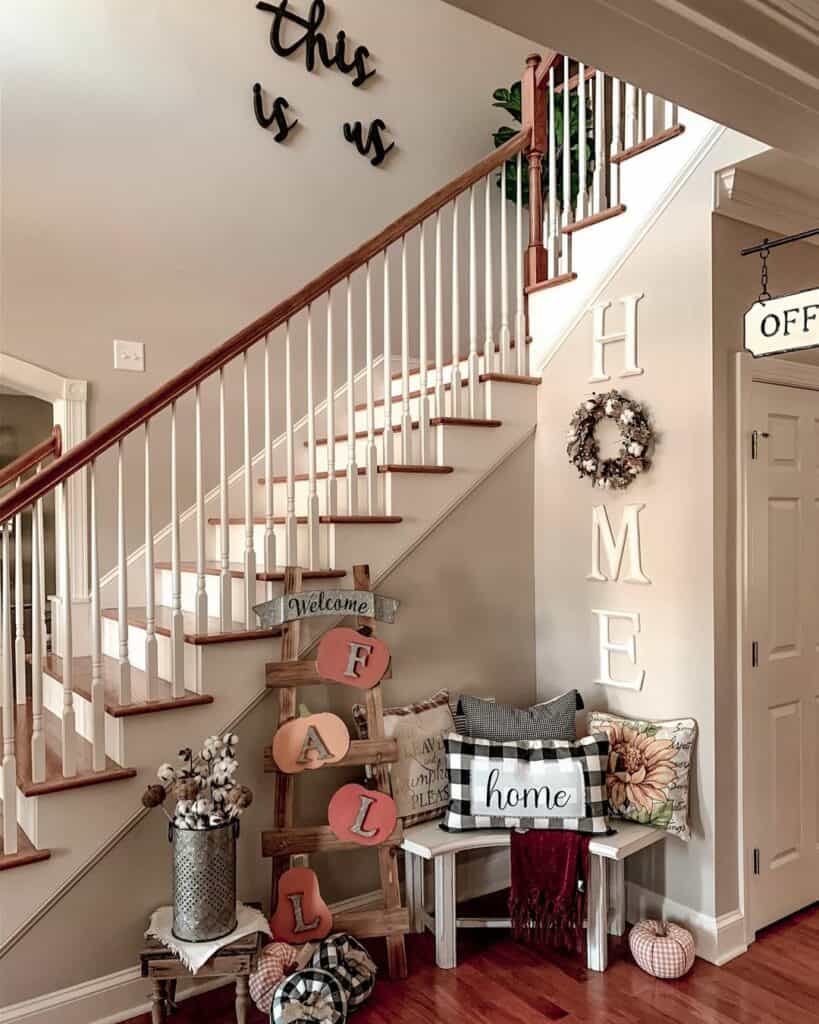 Wreath on Stairway Wall